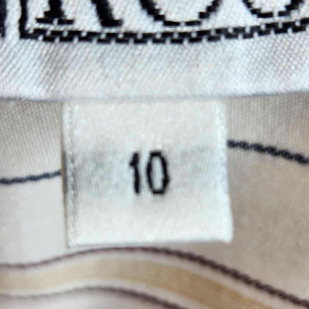 Russ Off-White w/ Stripes & Lace Button Down Top Size 10 - Picture 7 of 10